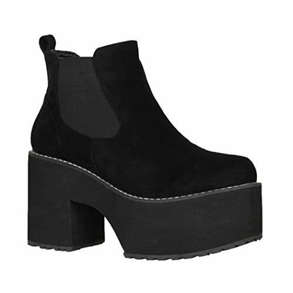 Moda Elara Botines para Mujer con Plataforma Ankle Boots Negro Chunkyrayan Q-76 Black-37