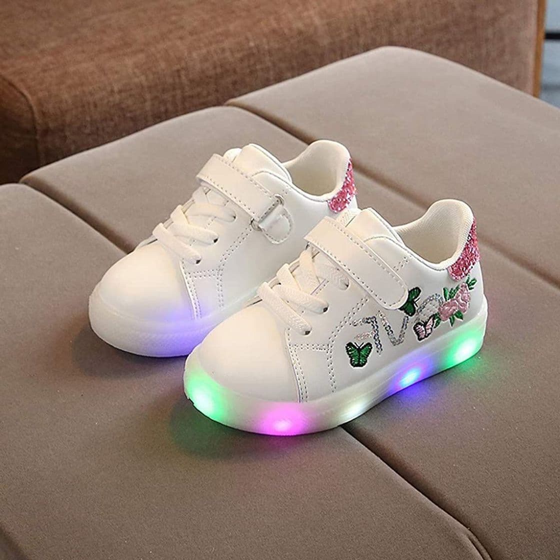 Product Riou Zapatos LED Niños Niñas Zapatillas Deportivas Unisex Calzado Deportivo Luces Zapatos Iluminados Lentejuelas Bordado Antideslizante Chicos Chicas Zapatos Calzado