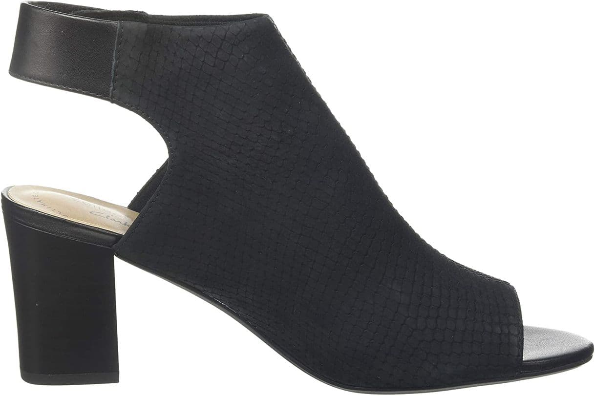 Moda Clarks Deva Bell, Sandalias de Talón Abierto para Mujer, Negro