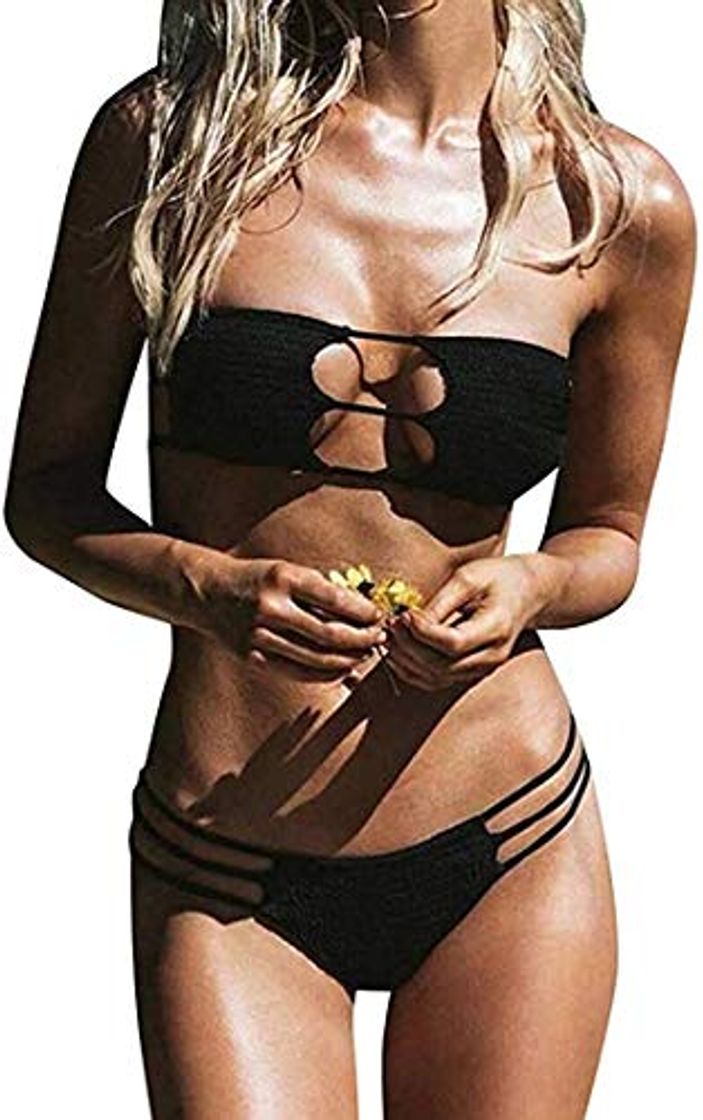 Producto CheChury Mujer Bikini Bandeau Bralette Traje de Baño de Tubo Brasileños Bañador Ropa de Bano Dos Piezas Push Up Traje de baño con Acolchado Conjunto de Bikini de Playa Bañador