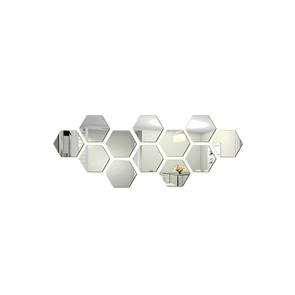 Product 12 piezas espejo acrílico pegatinas de pared autoadhesivo extraíble hexagonal espejo decorativo hoja para el hogar sala de estar dormitorio decoración por mosca