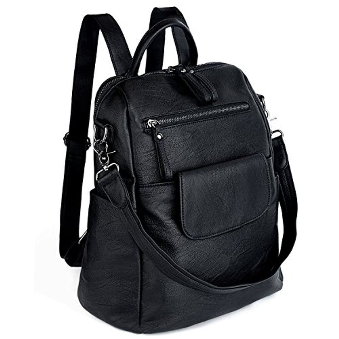 Producto UTO Mujer Bolso Mochila de Dama Bolso Escolar de Cuero Sintético 3 Maneras Bolso para Viajar Diario con Correa Negro