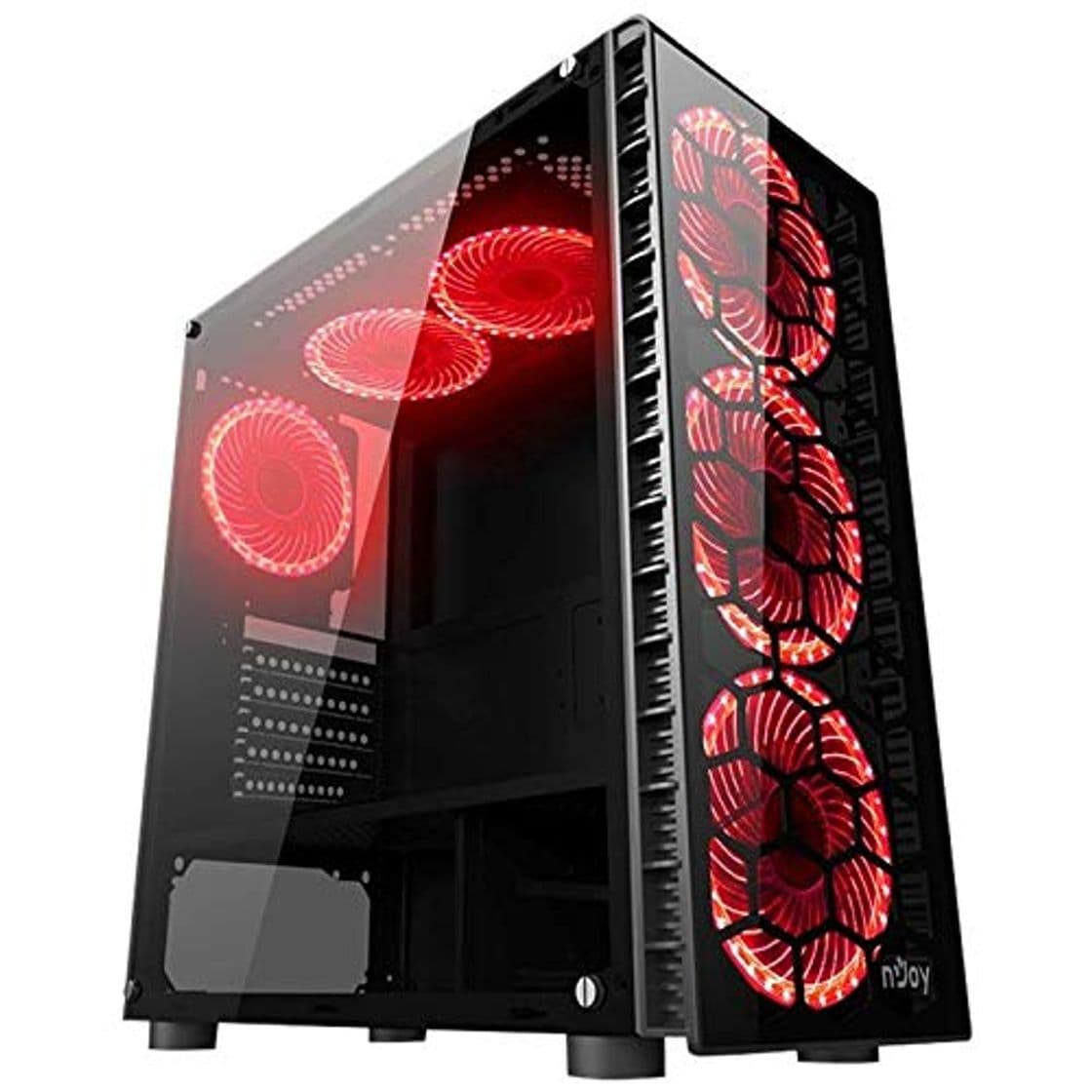 Electrónica Njoy Vanguard Red Caja de PC con Cristal y LED