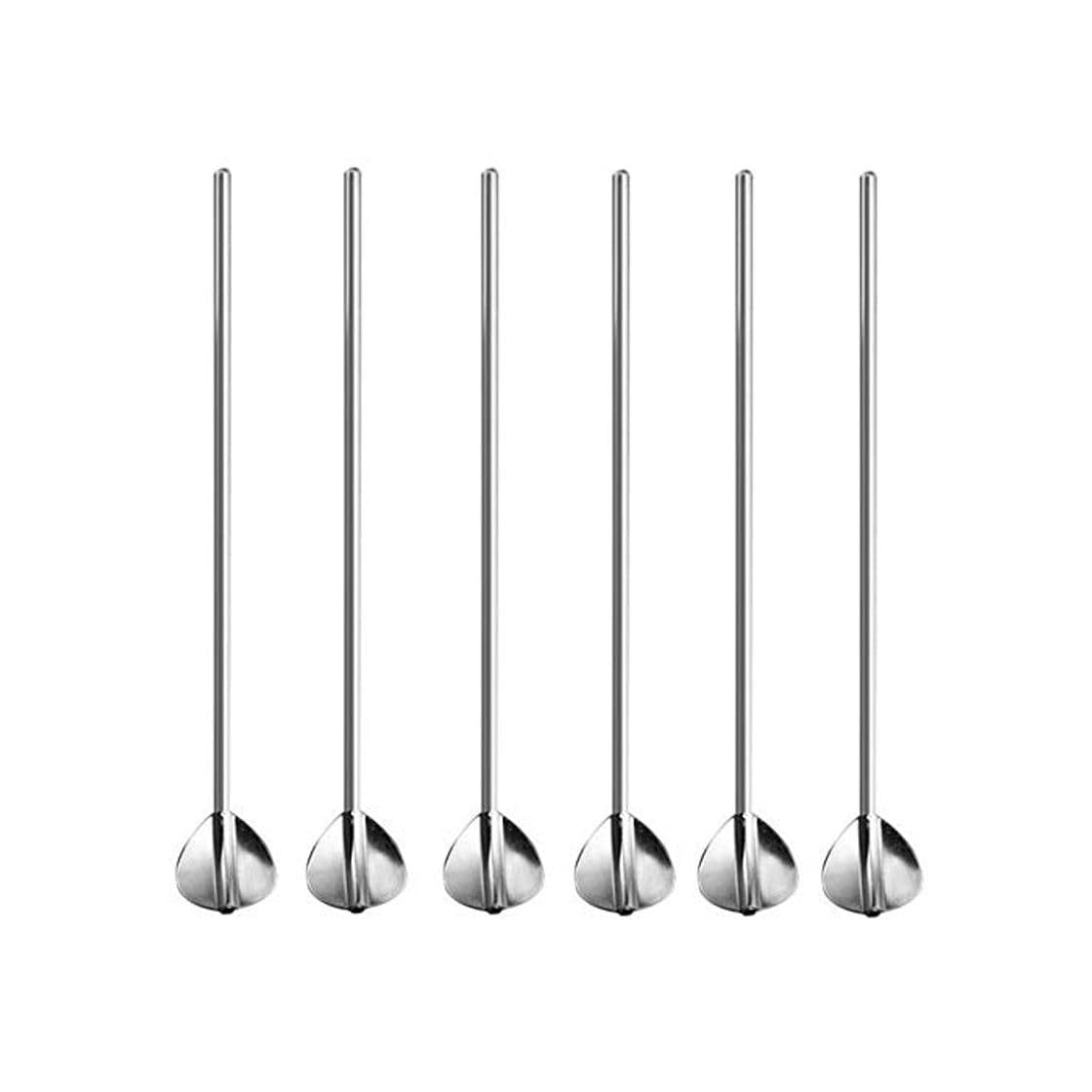 Product Jixista 6pcs Paja en Forma de Corazón de Acero Inoxidable de acero inoxidable cuchara pajita en forma popote de café cóctel Ice Cream Stirrers para el hogar cocina Bar Suministros