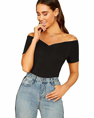 Product Sheln Blusas Elegantes con Cuello en V para Mujer Negro Negro