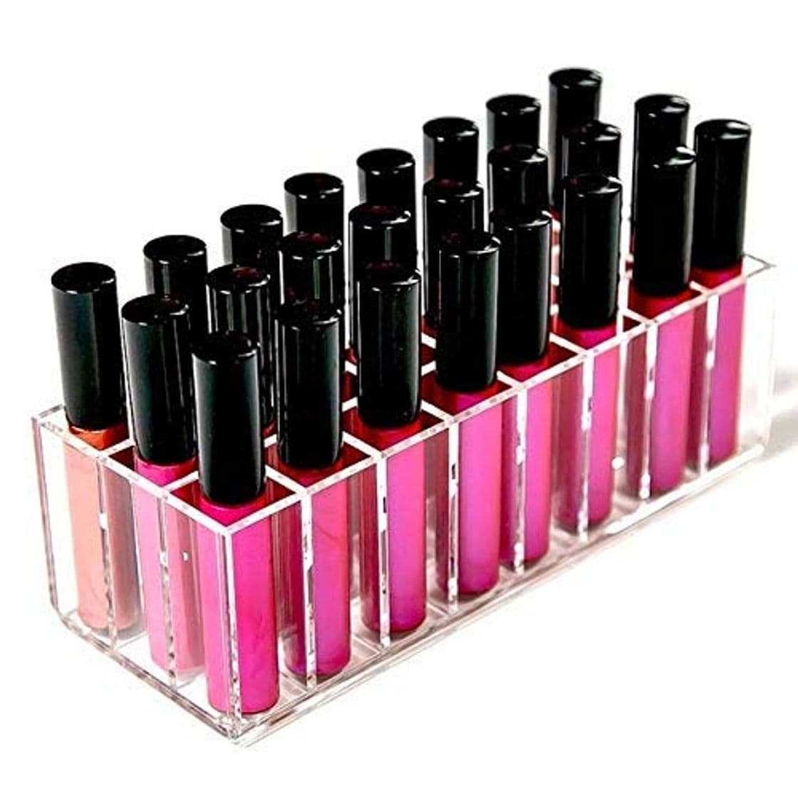 Producto ZHAS Caja de Almacenamiento de cosméticos Soporte de Brillo de Labios de acrílico 24 Ranuras Caja de lápiz Labial Soporte de exhibición Caja de Almacenamiento Varias Caja de Organizador de maquil