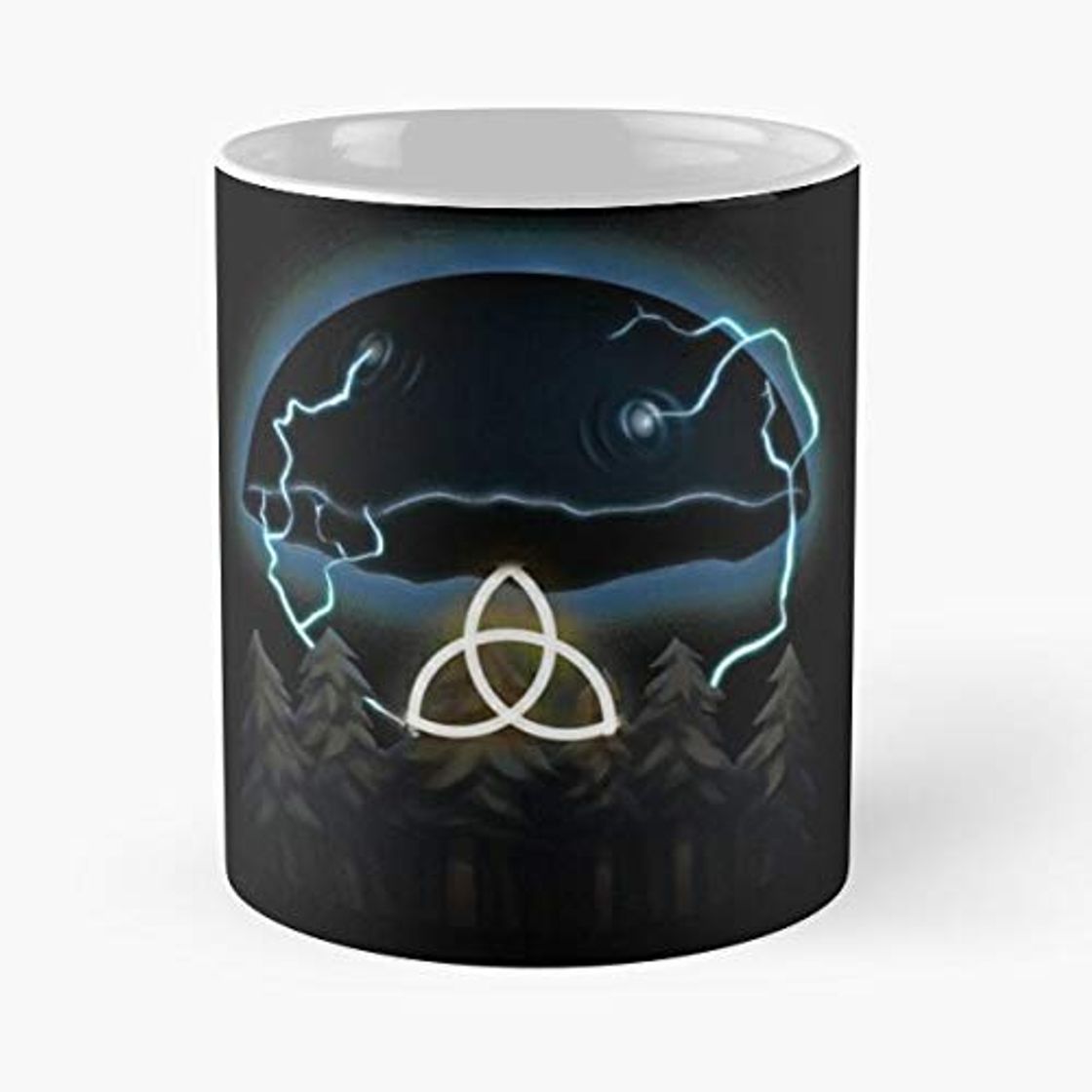 Product Science Lighting Fi Dark Forest Galaxy Sci Fiction Wormhole Netflix La Mejor Taza de café de cerámica de mármol Blanco de 11 oz