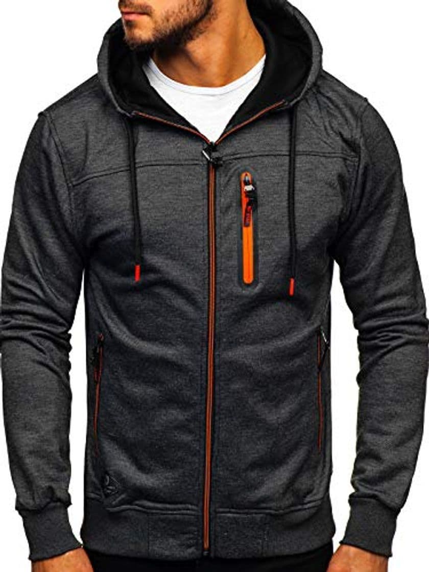 Product BOLF Hombre Sudadera con Capucha Cierre de Cremallera Cuello Elevado Estilo Deportivo