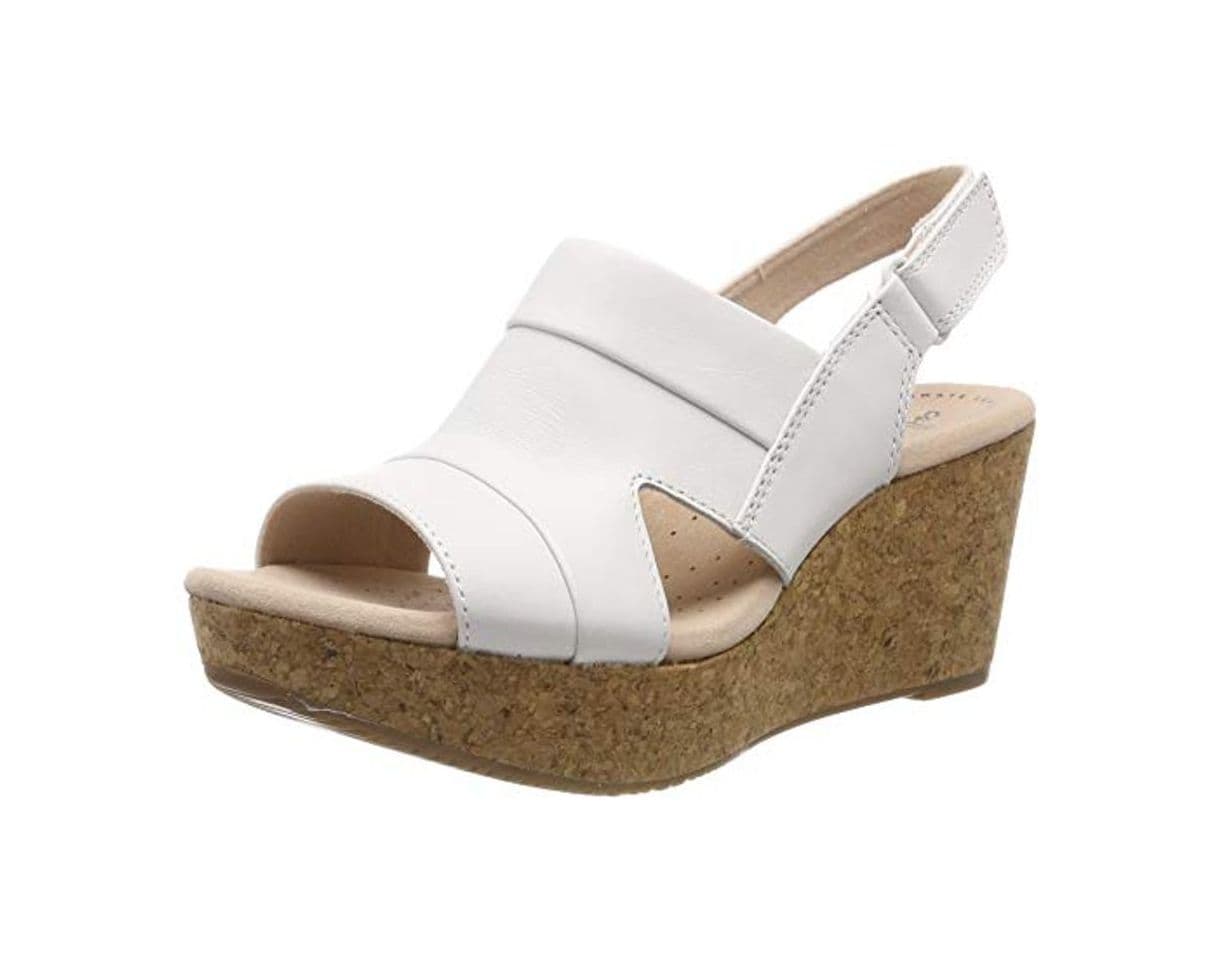 Fashion Clarks Annadel Ivory, Sandalias de Talón Abierto para Mujer, Blanco