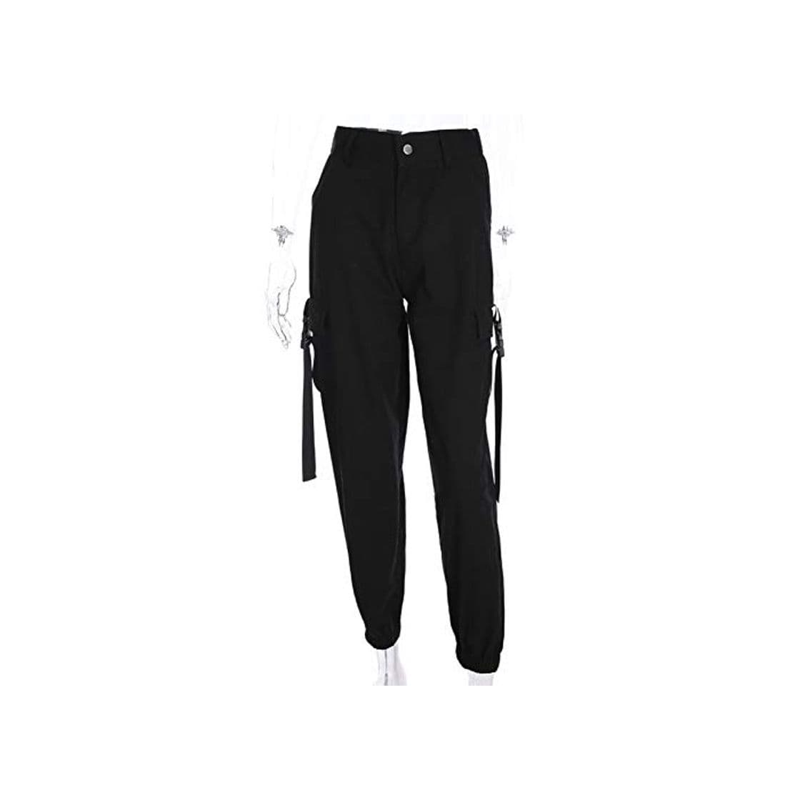 Product WBWANY Pantalones Mujer Casual Joggers Caqui Negro Cintura Alta Loose Pantalones de