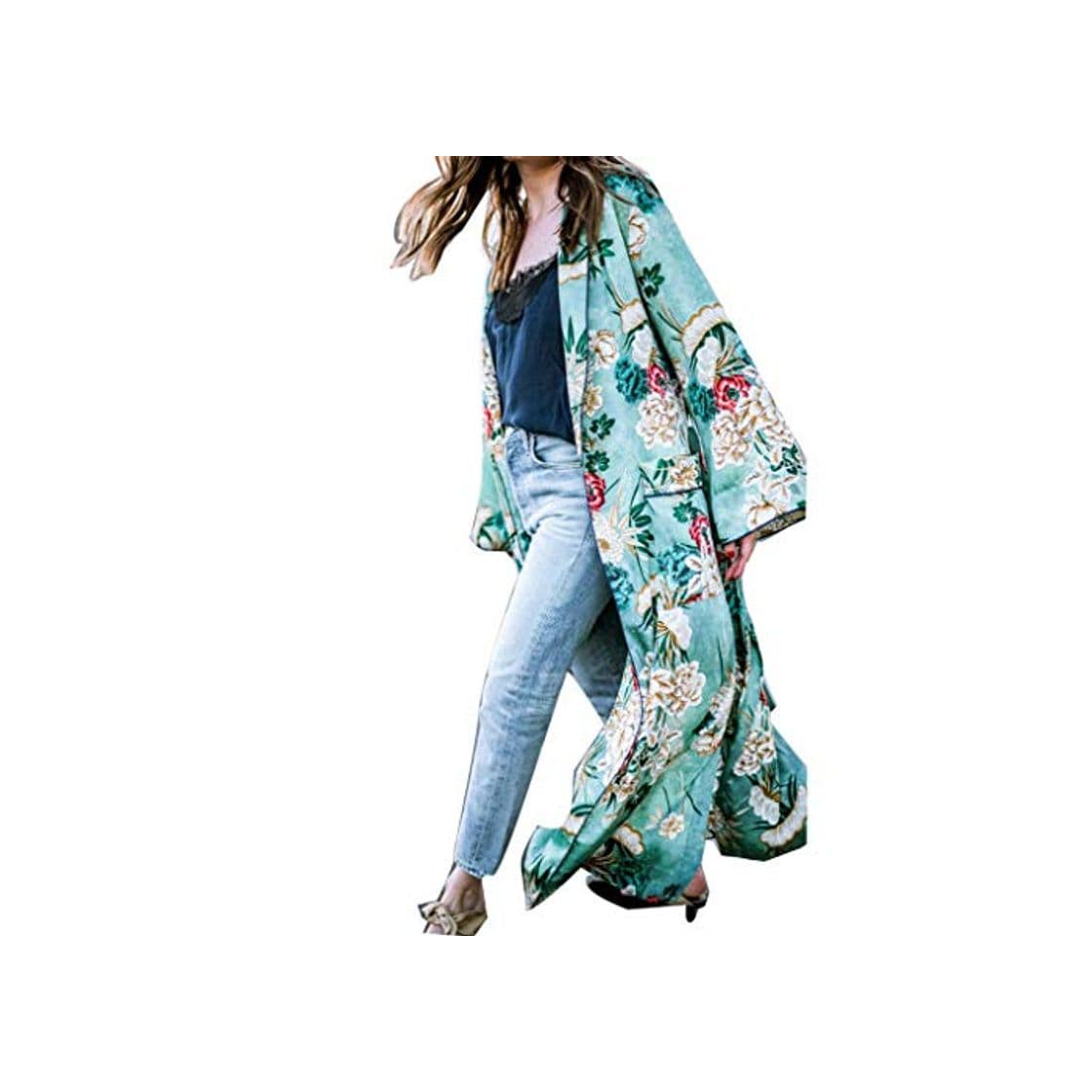 Producto Overdose Bohemia Floral Borla Larga Largo Kimono Verano OtoñO Chal De Gran TamañO Tops Blusa Superior