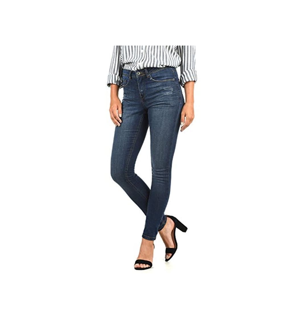 Fashion BlendShe Adriana Jeans Denim Vaquero Tejano para Mujer Elástico Relaxed-Fit, tamaño:XS, Color:Dark