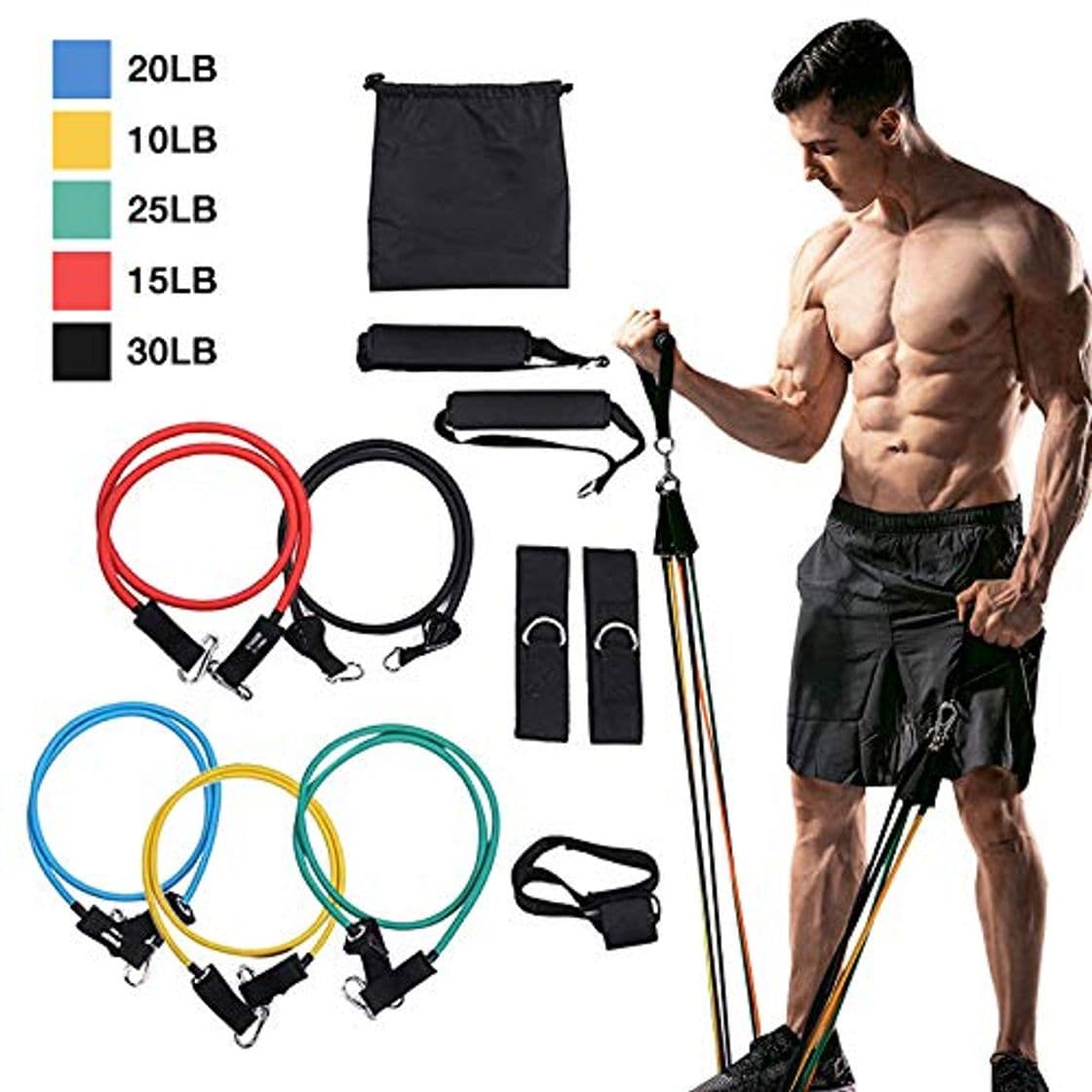 Producto WAZA 11PCS Sistema de Entrenamiento de Ejercicios de Fitness con 5 Banda