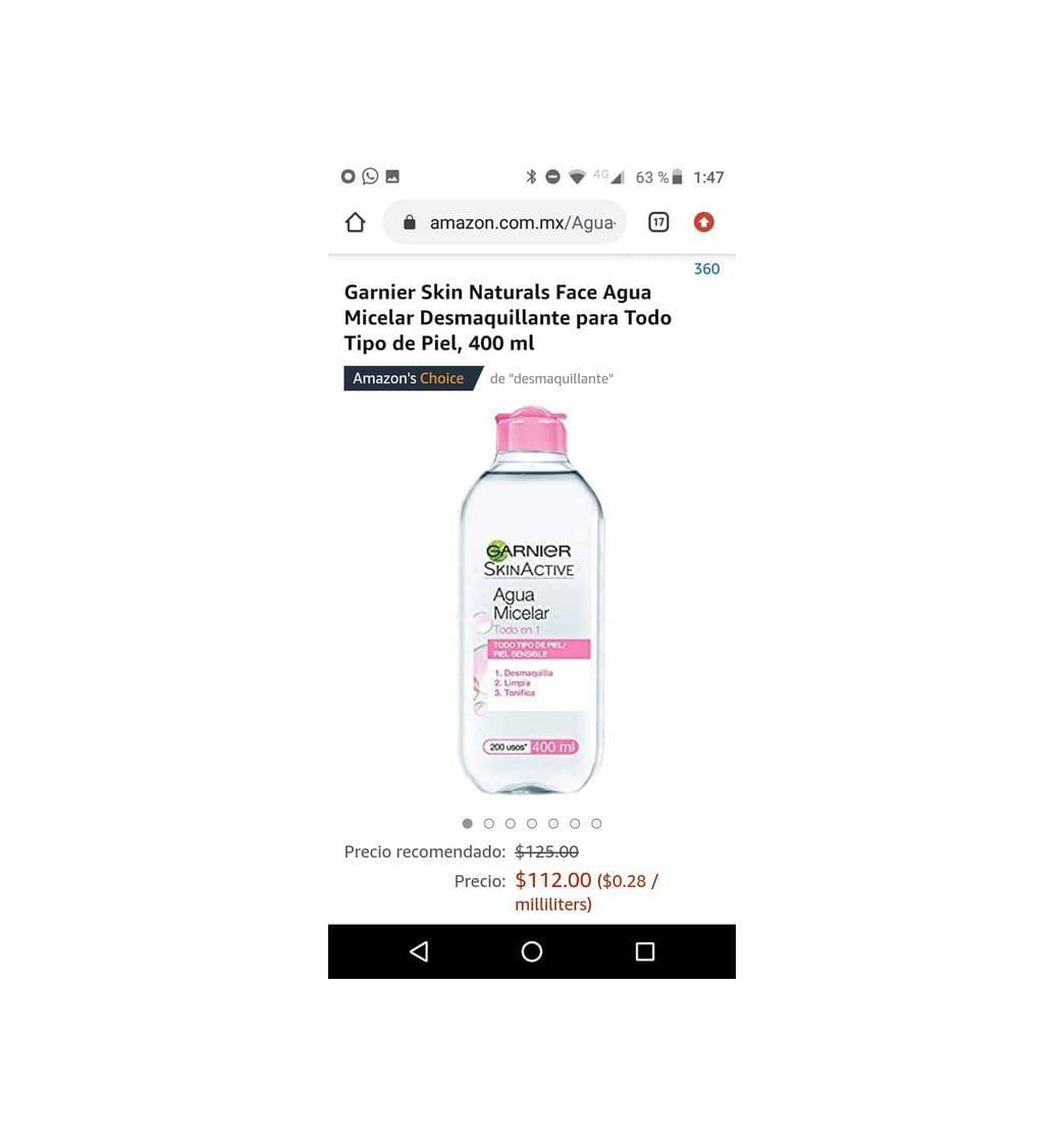 Beauty Agua Micelar Pieles Sensibles, de Garnier Skin Active