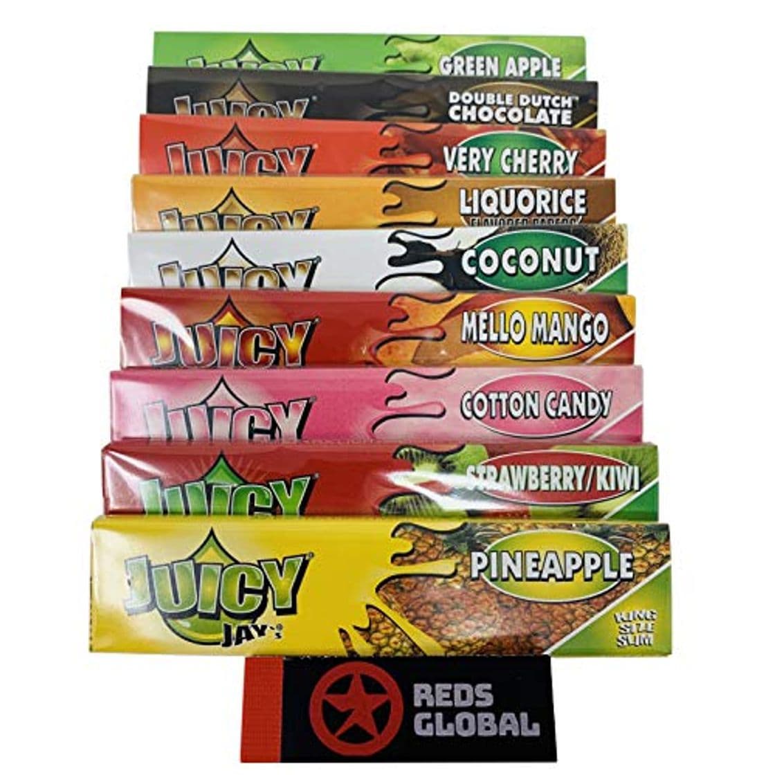 Product Reds Brand Exclusive Filter Tips and 1 Tips and 9 booklets Juicy Jay's Mixed King Size Flavoured Rolling Papers