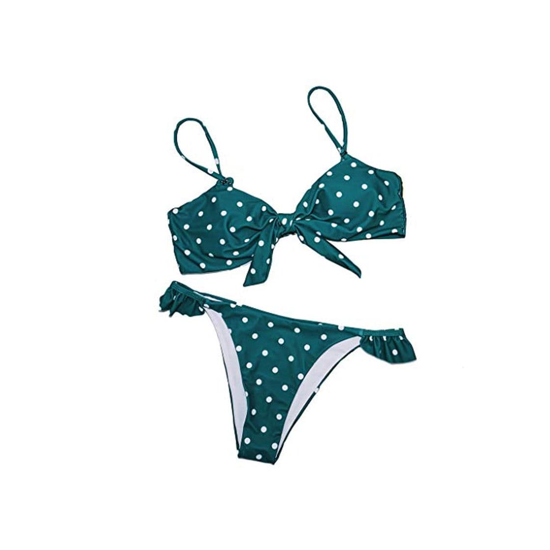 Moda JAGETRADE Conjunto de Bikini brasileño para Mujer Traje de baño con Nudo de Lunares con Nudo Delantero Volantes Ropa de Playa