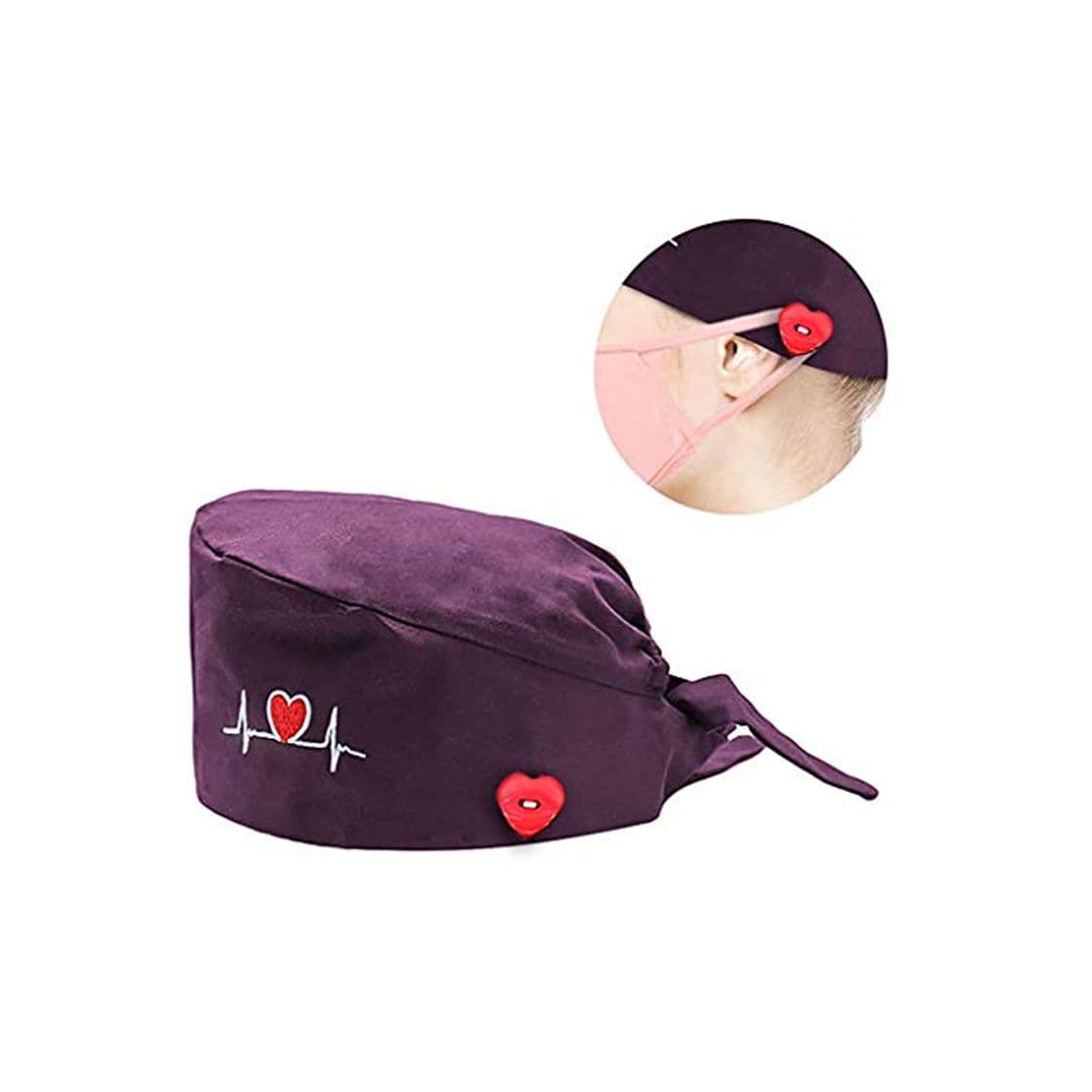 Fashion riou Gorro Quirúrgico Algodón Corazón Estampado Gorro Médico Enfermera Gorro de Quirófano Ajustable Gorro de Cirugía Gorro de Trabajo