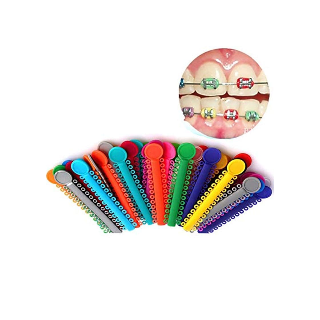 Producto RZJZGZ 1040 piezas ligadura ortodóntica ligaduras multicolores ortodoncia elastómeras bandas de goma