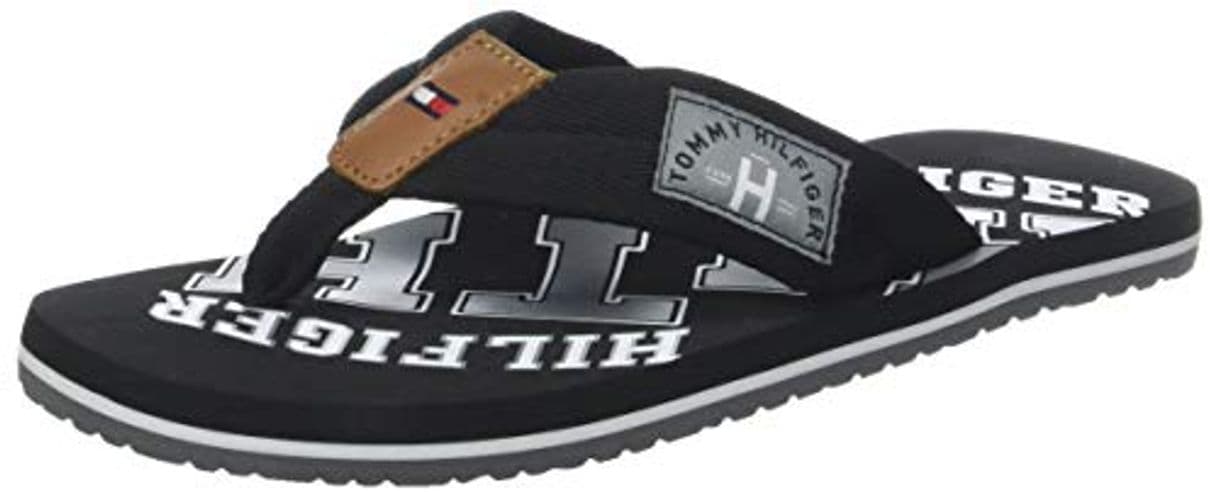 Product Tommy Hilfiger Essential TH Beach Sandal, Chanclas para Hombre, Negro