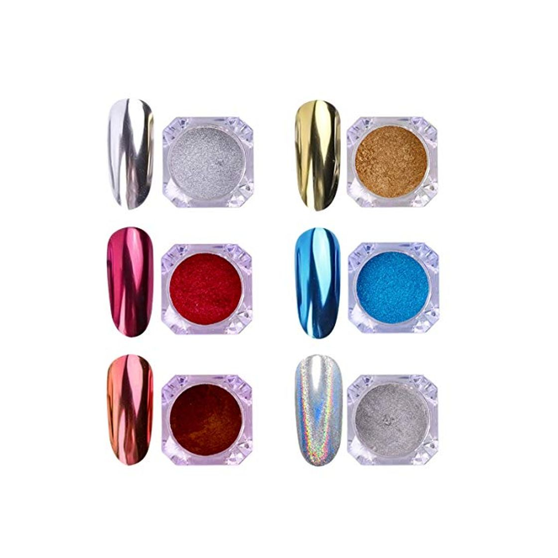 Belleza AIMEILI 6 colors Polvo Acrilico Para Uñas Colores Esmalte Uñas Efecto Espejo