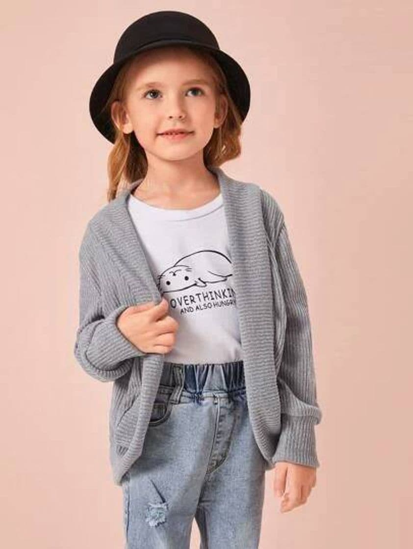 Fashion Abrigo gris sin botones para niña 