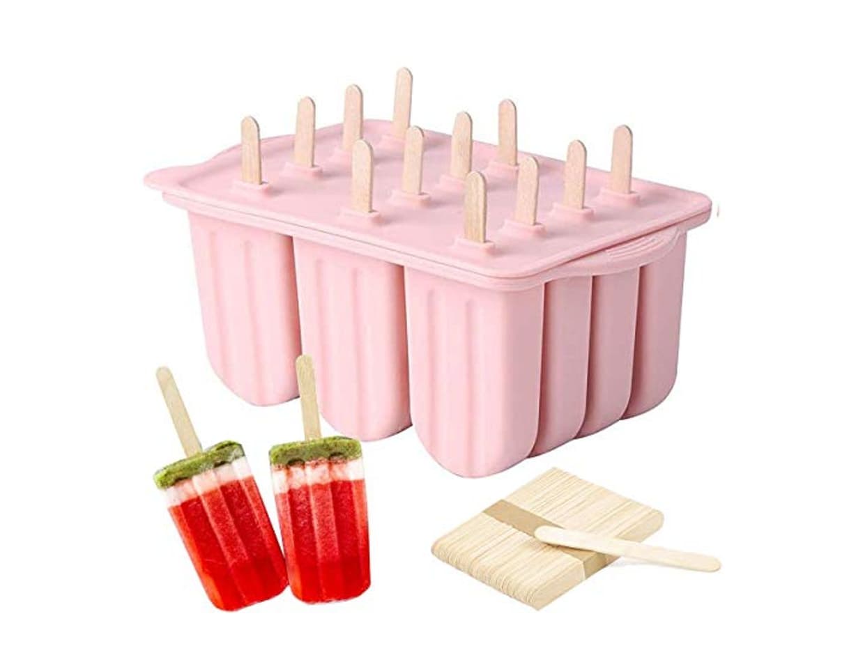 Product Molde para Helados y Polos, Silicona Alimentaria, 12 Rejillas con Tapa, con