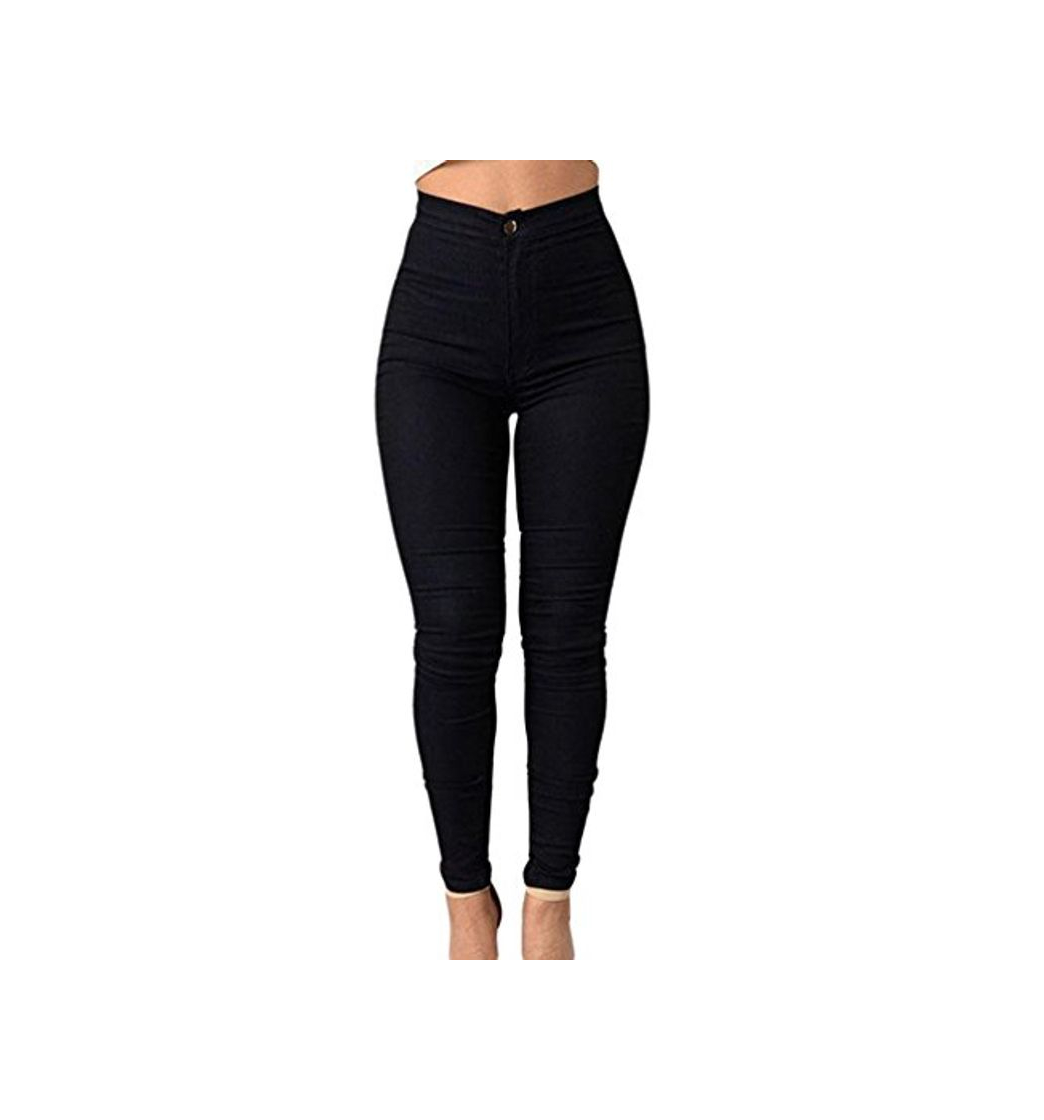 Moda ZKOO Cintura Alta Pantalones Jeans Mujer Elástico Flacos Vaqueros Leggings Push up Mezclilla Pantalones Negro