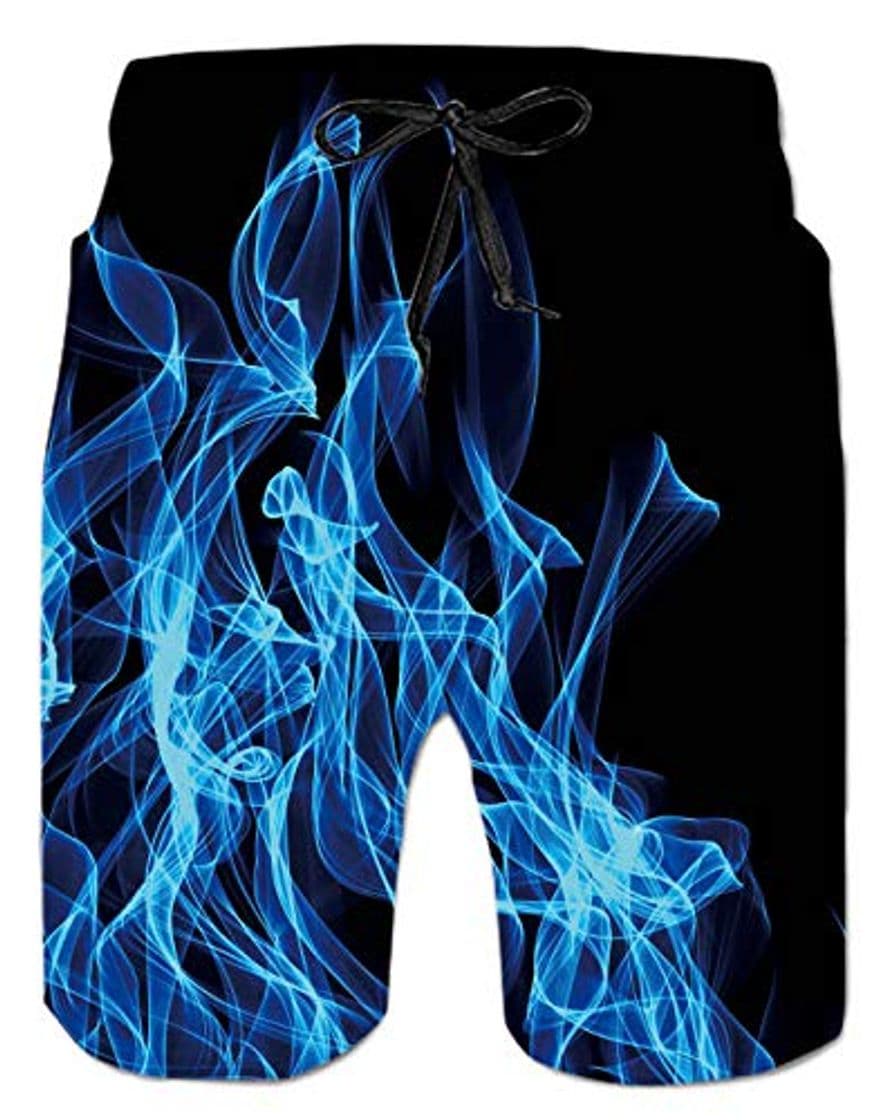 Moda Spreadhoodie Fuego Pantalones Cortos Natacion para Hombre Traje de Bano Azul Bañador Estilo Bermuda con Estampado de Flores para natación Surf Azul XXL