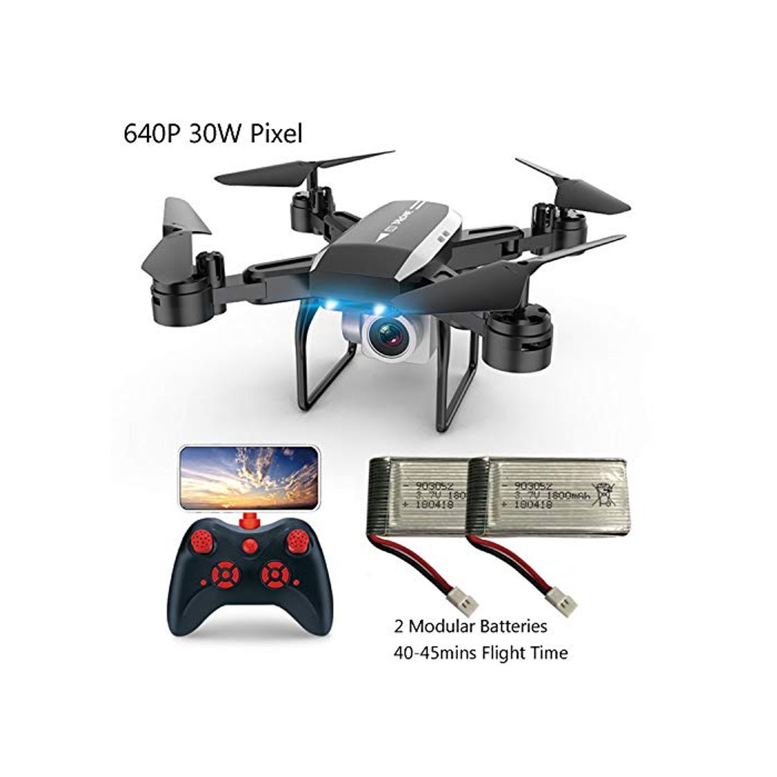 Producto SBUNA Plegable RC Drone Lente Ajustable 90° con Cámara 640P