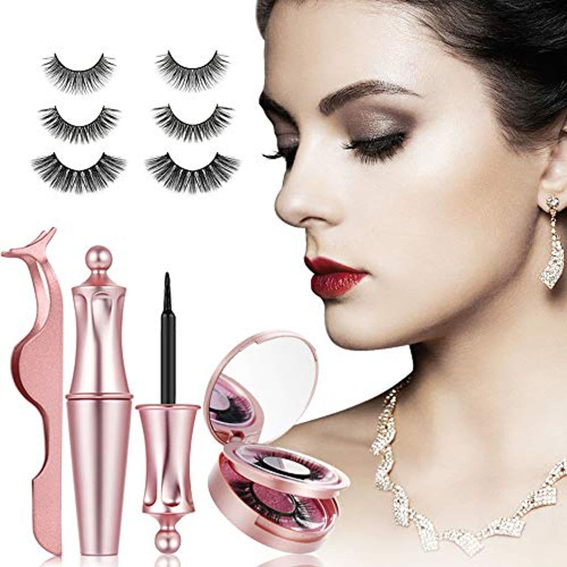 Producto Pestañas Magneticas Delineador, 3D Pestañas Postizas Magnéticas Reutilizables Kit Pestañas Eyeliner Magnetic