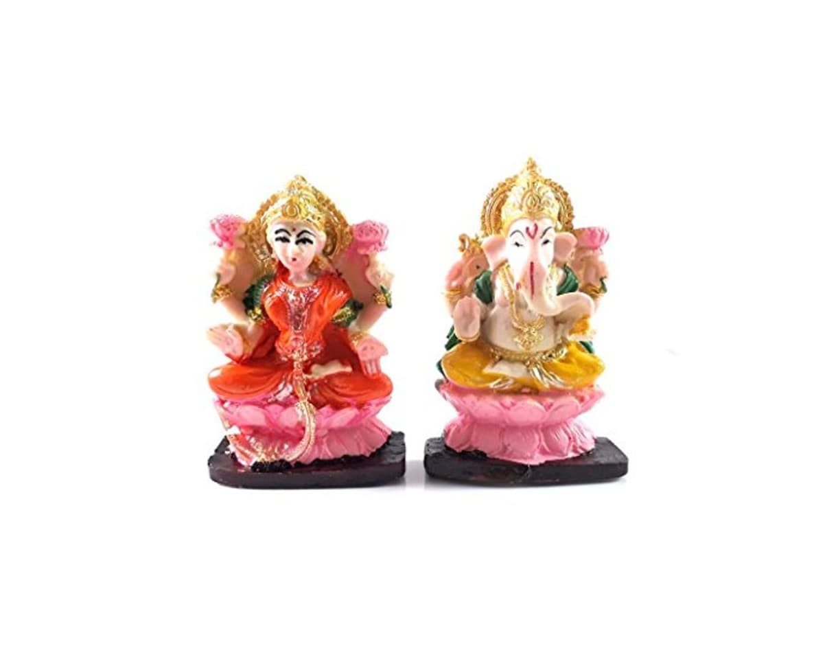 Product buycrafty 4 "Hermoso par de señor Ganesha y Lakshmi estatua de resina para