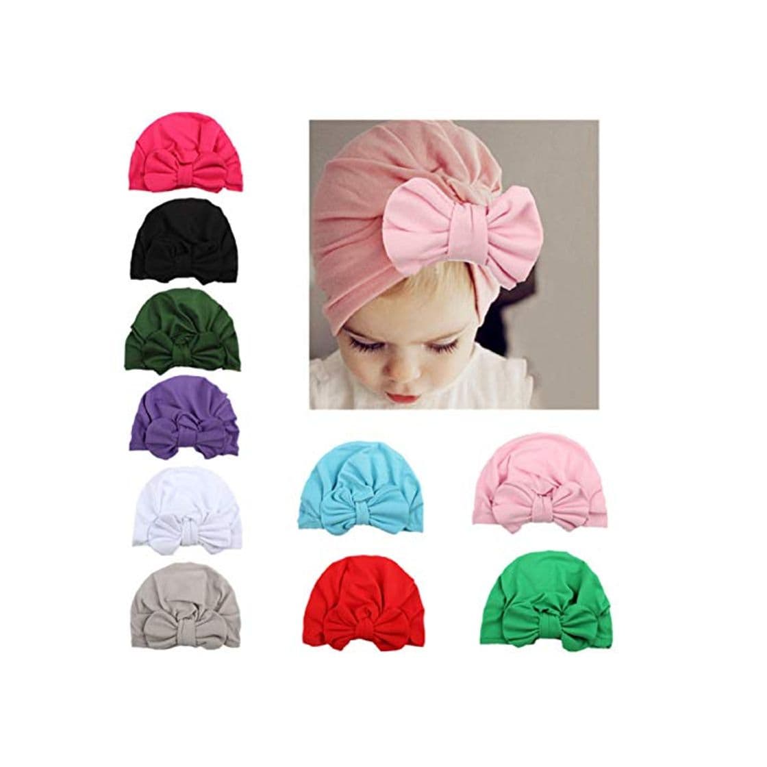 Moda CHSEEA 10PCS Niños Sombrero Beanie Gorras Elásticas Caliente de Punto Arco Venda De Pelo Bebe Vinchas Diadema Turbante Cintas para El Pelo Niñas Accesorios para El Cabello #3