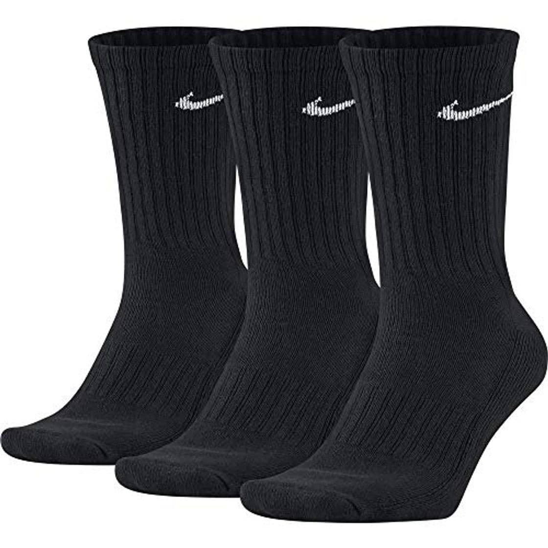 Moda Nike 3PPK Value Cotton Crew - Calcetines unisex, color negro