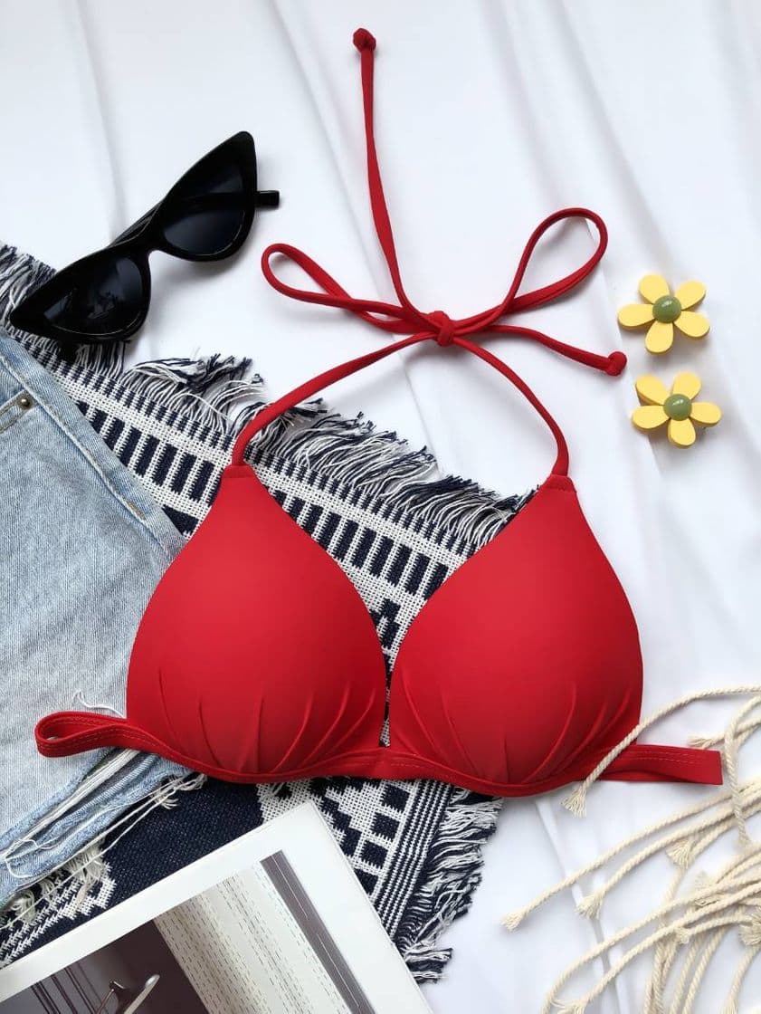 Fashion Top bikini liso rojo sexy