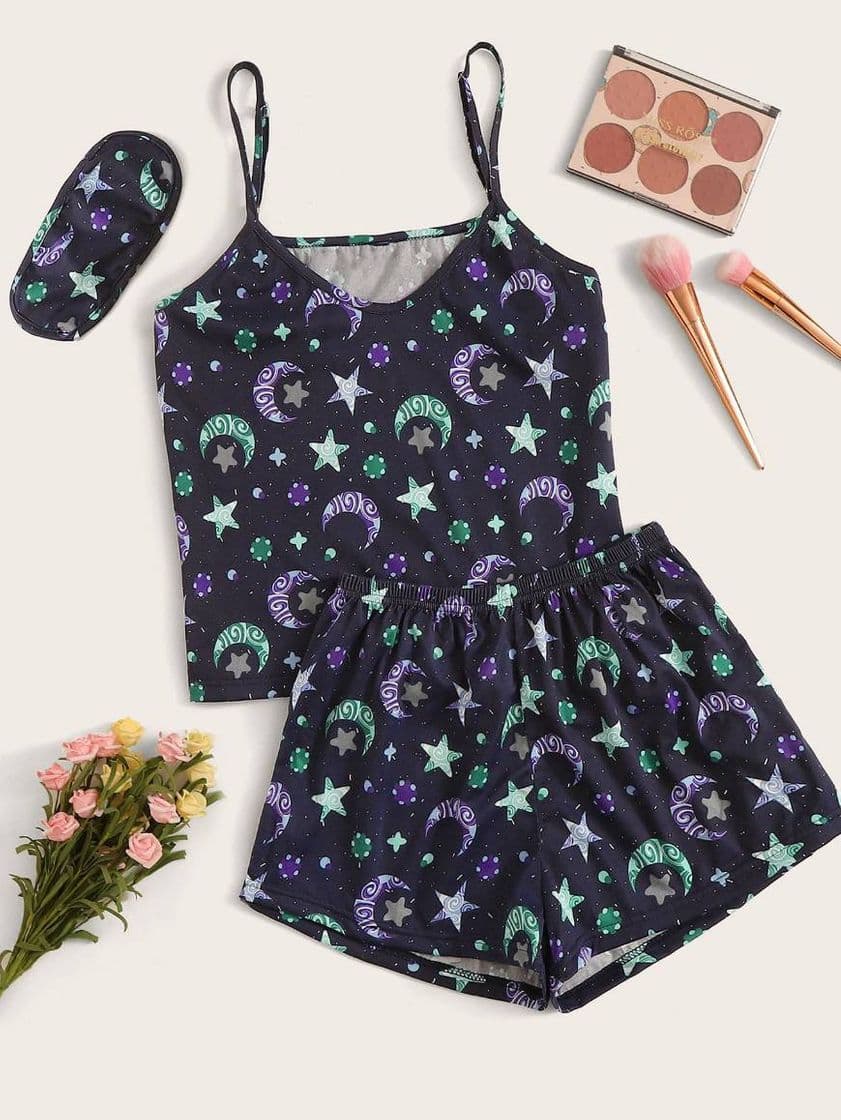 Product Conjunto de pijama de tirante con estampado de galaxia