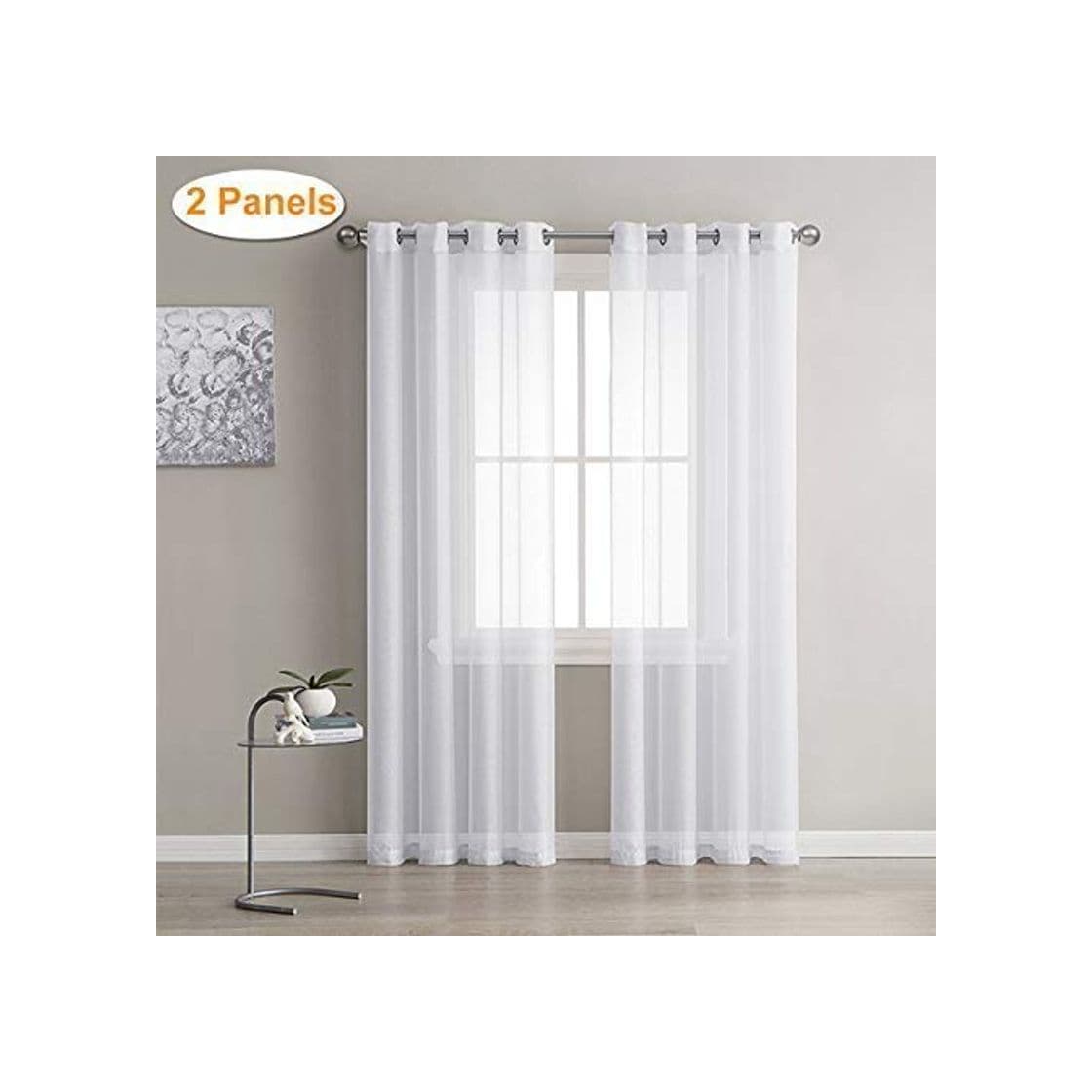 Product lalafancy 2 Piezas Visillos para Ventanas Cortinas Transparente Suave con Ojales para