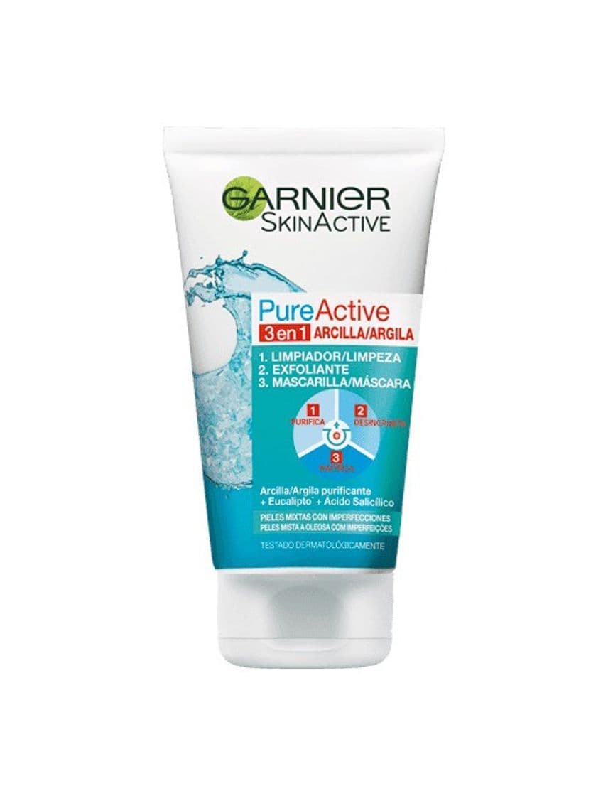 Belleza Garnier Skin Active - Pure Active 3 en 1 - Limpiador, exfoliante y mascarilla