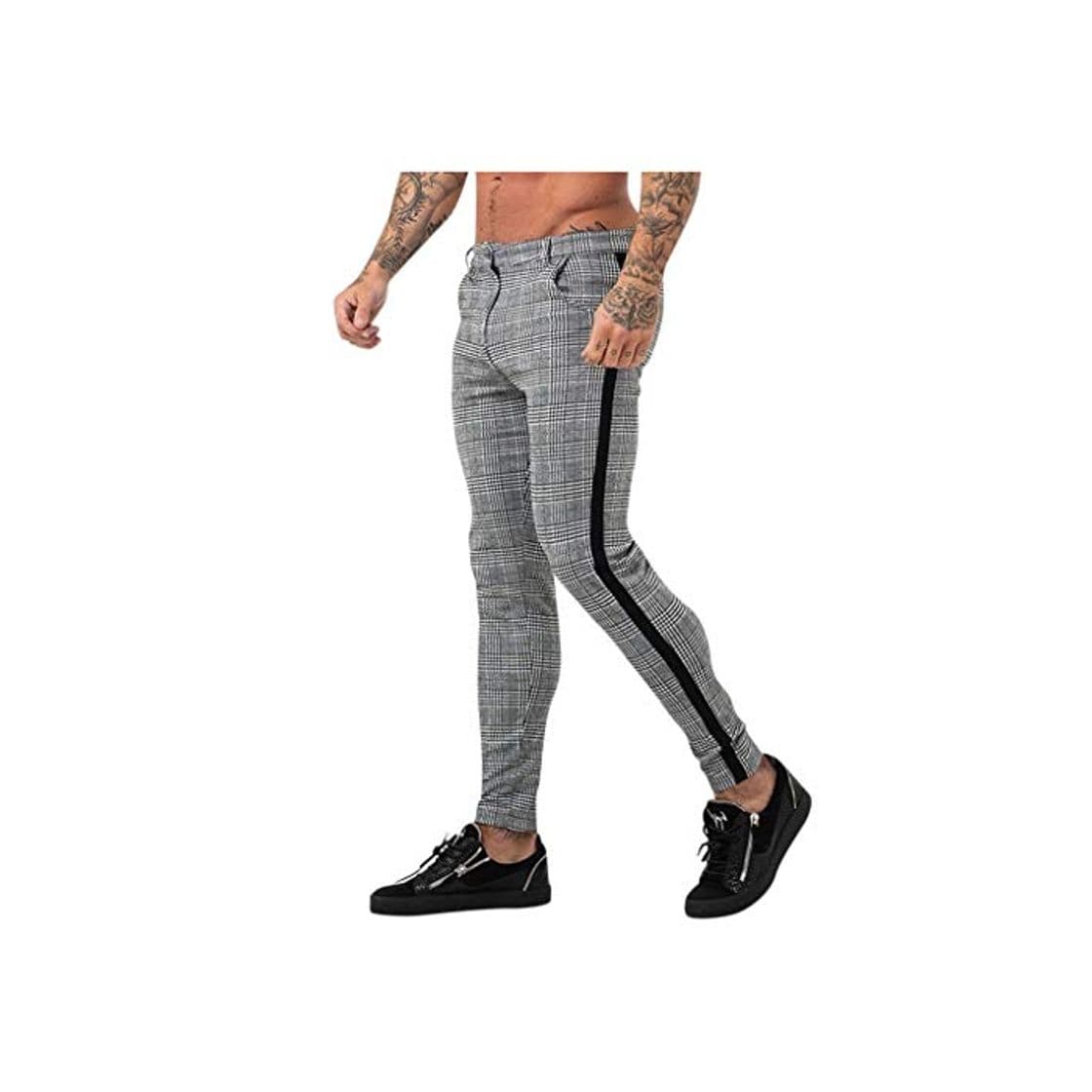 Fashion Pantalones de Hombre Casuales Deporte Pantalón De Chándal Jogger Impresión a Cuadros Cintura Flexible Pantalones Largos con Efecto Lavado y cómodo para Hombre riou