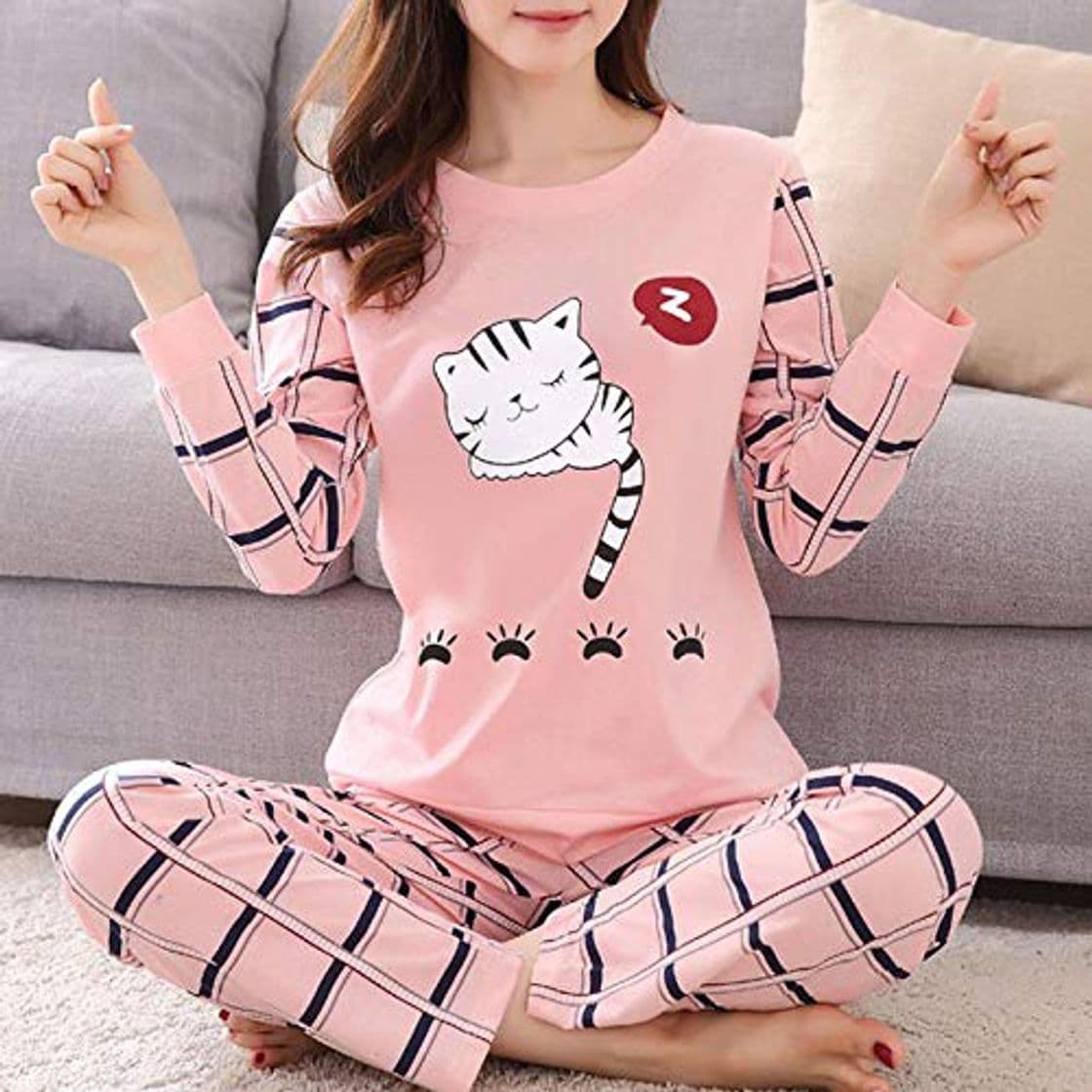 Product Conjunto de Pijamas para Mujeres Pijamas de Invierno para Mujeres Pijamas Finas de Dibujos Animados Pijamas Impresas Mujeres de Manga Larga Ropa de Dormir Linda CasualLarge