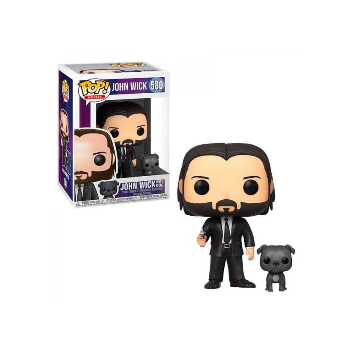 Game Funko- Pop Movies Wick-John in Black Suit w/Dog Figura Coleccionable, Multicolor, Talla