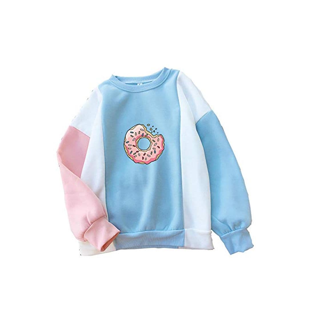 Fashion Songqiang Sudadera De Mujer Harajuku Kawaii Donuts Impresión Cute Hoodies Patchwork Pastel