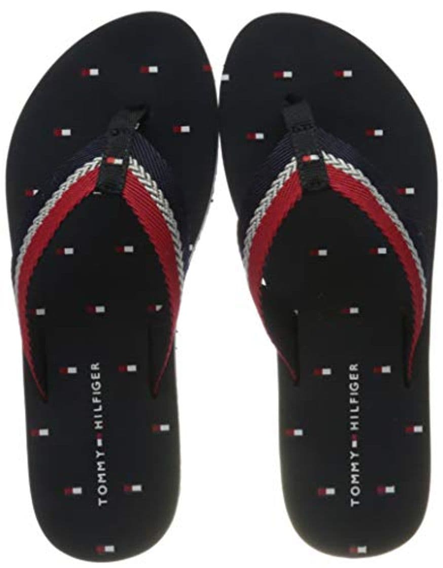 Moda Tommy Hilfiger Tommy Flag Beach Sandal, Sandalias con Punta Abierta para Mujer,