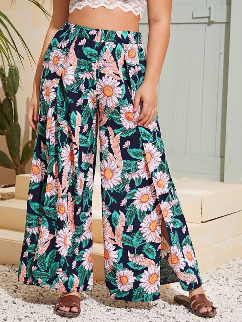 Moda Pantalon de muslo con abertura con estanpado floral 