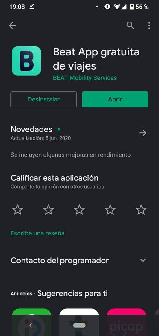 App App para beats o servicio de transporte privado como uber