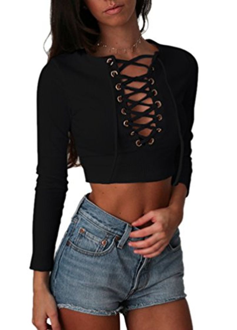 Moda NiSeng Mujeres Sweater Crop Top Ajustado Suéter Que Hace Punto v