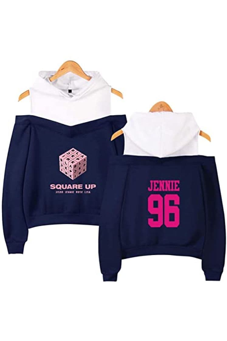 Product ZIGJOY KPOP Scena Musicale Coreana Strapless Hombro Sudadera con Capucha suéter Sudadera Pullover Rose Jennie Jisoo Lisa para Fans Pink Lisa S