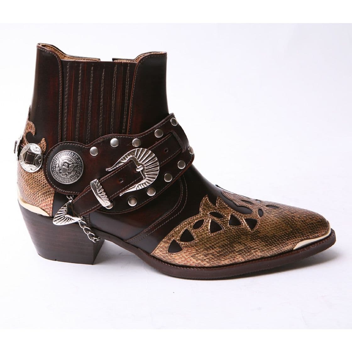 Product Black Contrast Snake Stich Detail Ankle West Boot