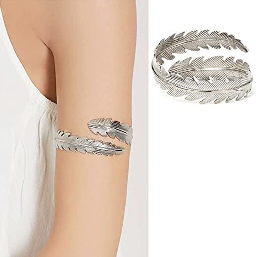 Product Tinksky 2pcs Swirl Leaf pluma Brazalete superior Brazalete brazalete brazalete brazalete ajustable