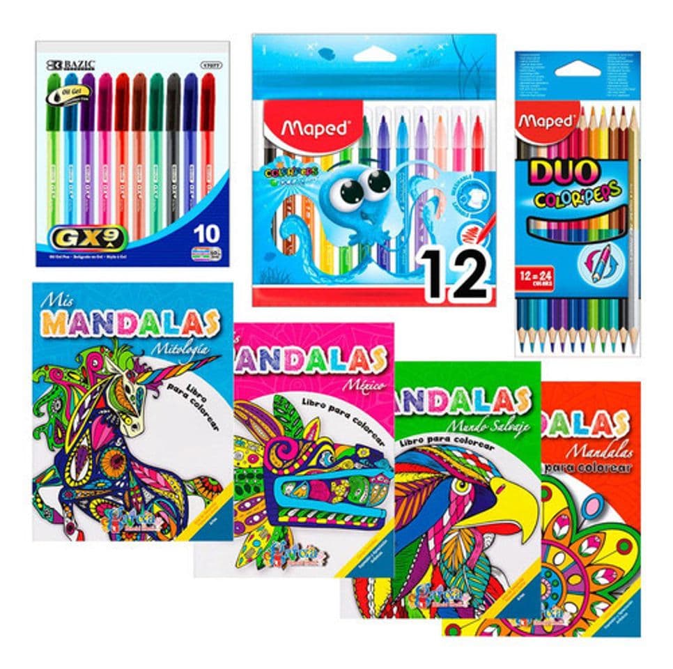 Fashion Regalo* + 4 Libros Mandalas P Colorear + Caja Plumas -