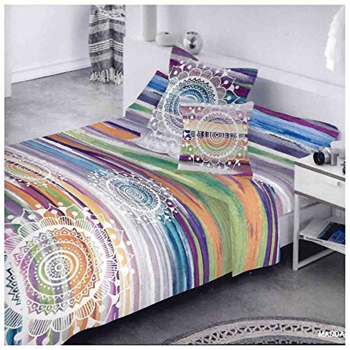 Product COTTON ARTean Juego de sabanas Mandala Acuarela Cama de 180 x 190